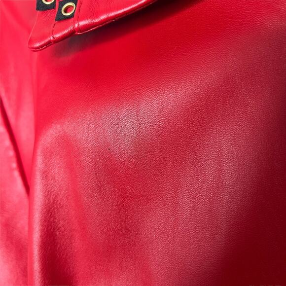St. John Sport Red Leather Jacket Blazer Grommet Detailing Size Large - Picture 11 of 15